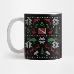 Scuba Diving Ugly Christmas Sweater Party Graphic Design Mug